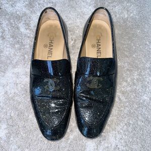 Chanel Patent Logo Loafers 39
